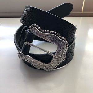 Tony Lama Black Belt with Silver buckle